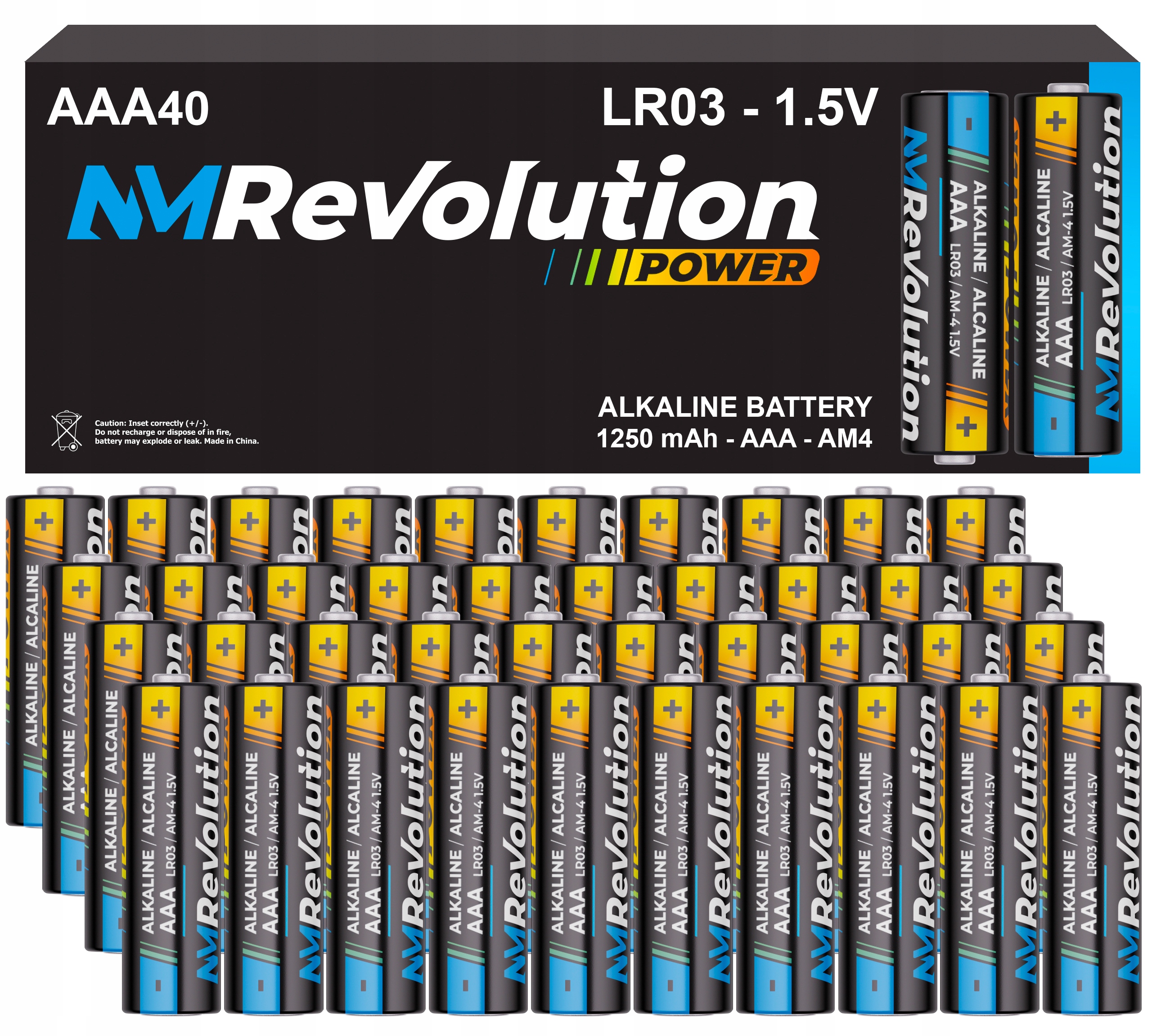 NM Revolution AA alkalická batéria (R6) 20 ks + NM Revolution AAA alkalická batéria (R3) 20 ks.